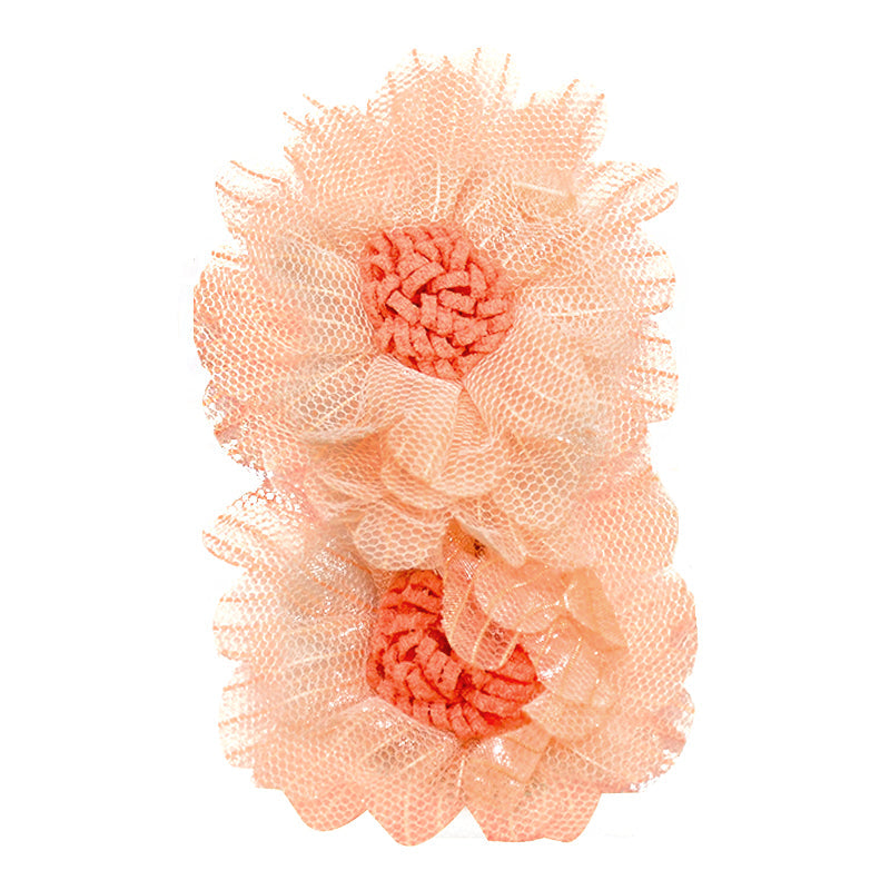 Belagio Enterprises - 2pcs Fine Netting Flower Appliqués - 3" round (6 Cards Per Order) - BPP-A4-09 Salmon