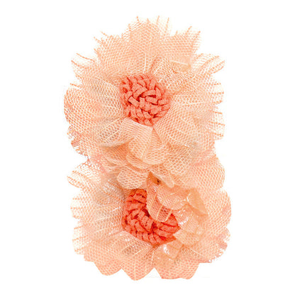 Belagio Enterprises - 2pcs Fine Netting Flower Appliqués - 3" round (6 Cards Per Order) - BPP-A4-09 Salmon