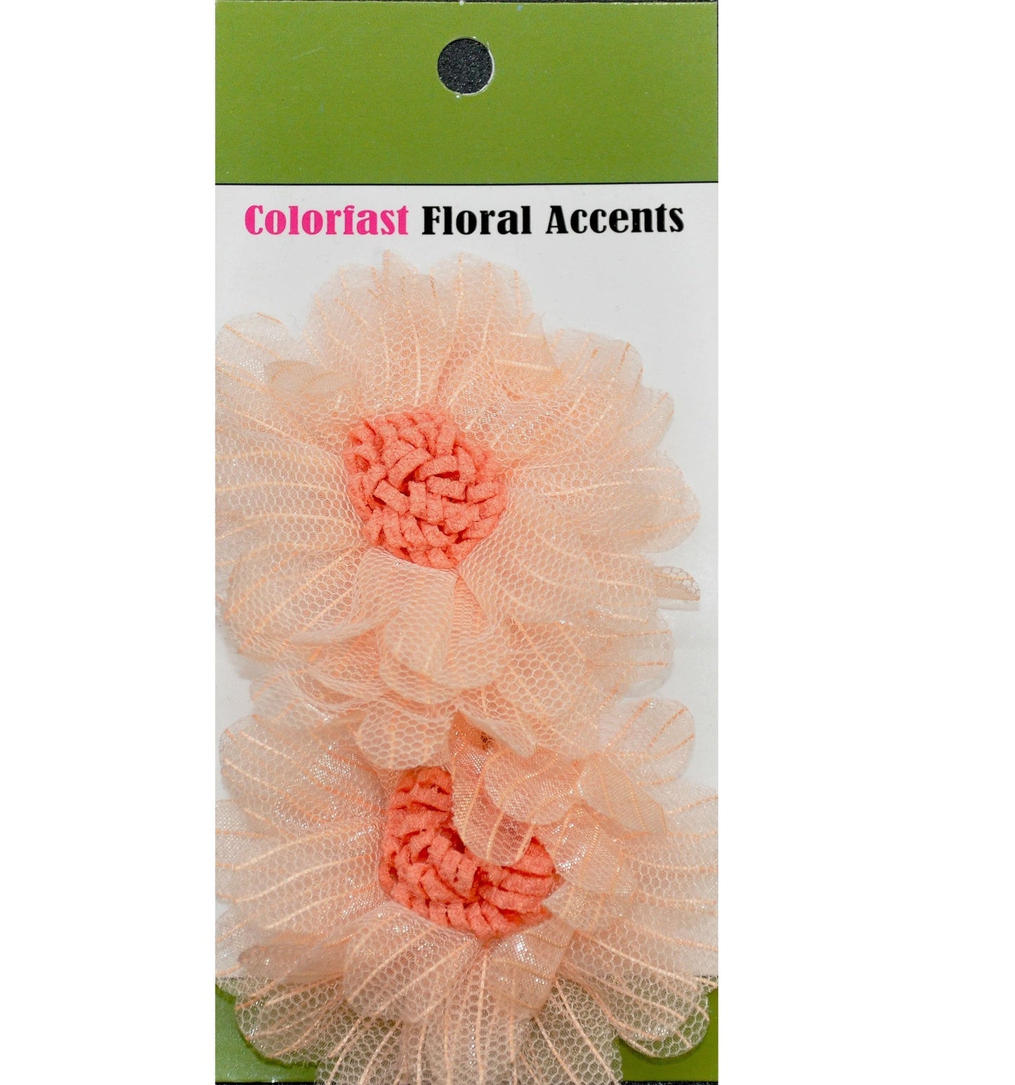Belagio Enterprises - 2pcs Fine Netting Flower Appliqués - 3" round (6 Cards Per Order) - BPP-A4-09 Salmon