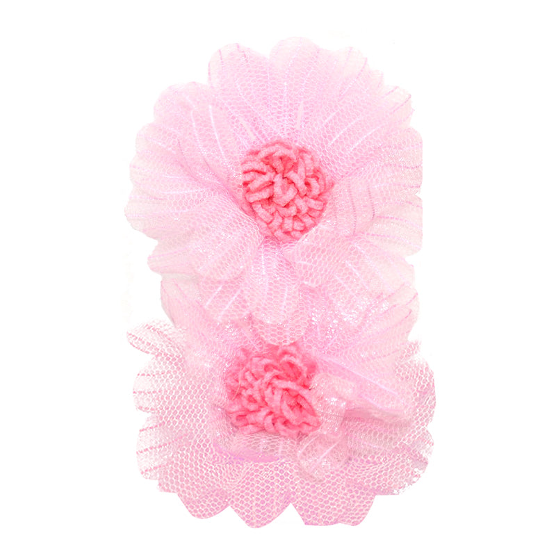 Belagio Enterprises - 2pcs Fine Netting Flower Appliqués - 3" round (6 Cards Per Order) - BPP-A4-20 Pink