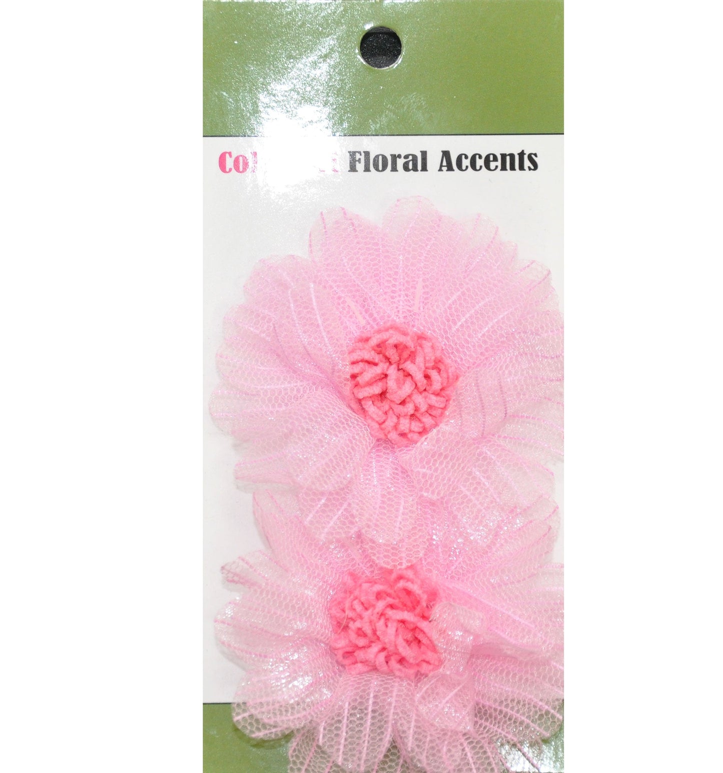 Belagio Enterprises - 2pcs Fine Netting Flower Appliqués - 3" round (6 Cards Per Order) - BPP-A4-20 Pink