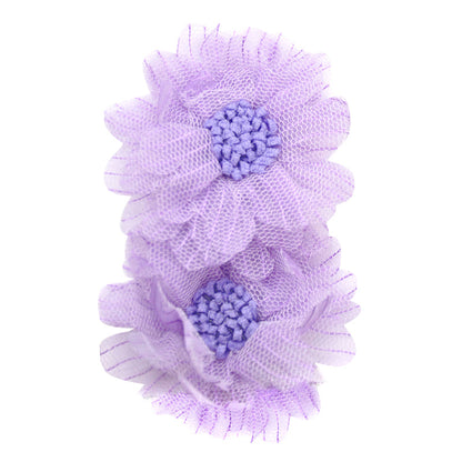 Belagio Enterprises - 2pcs Fine Netting Flower Appliqués - 3" round (6 Cards Per Order) - BPP-A4-21 Lilac