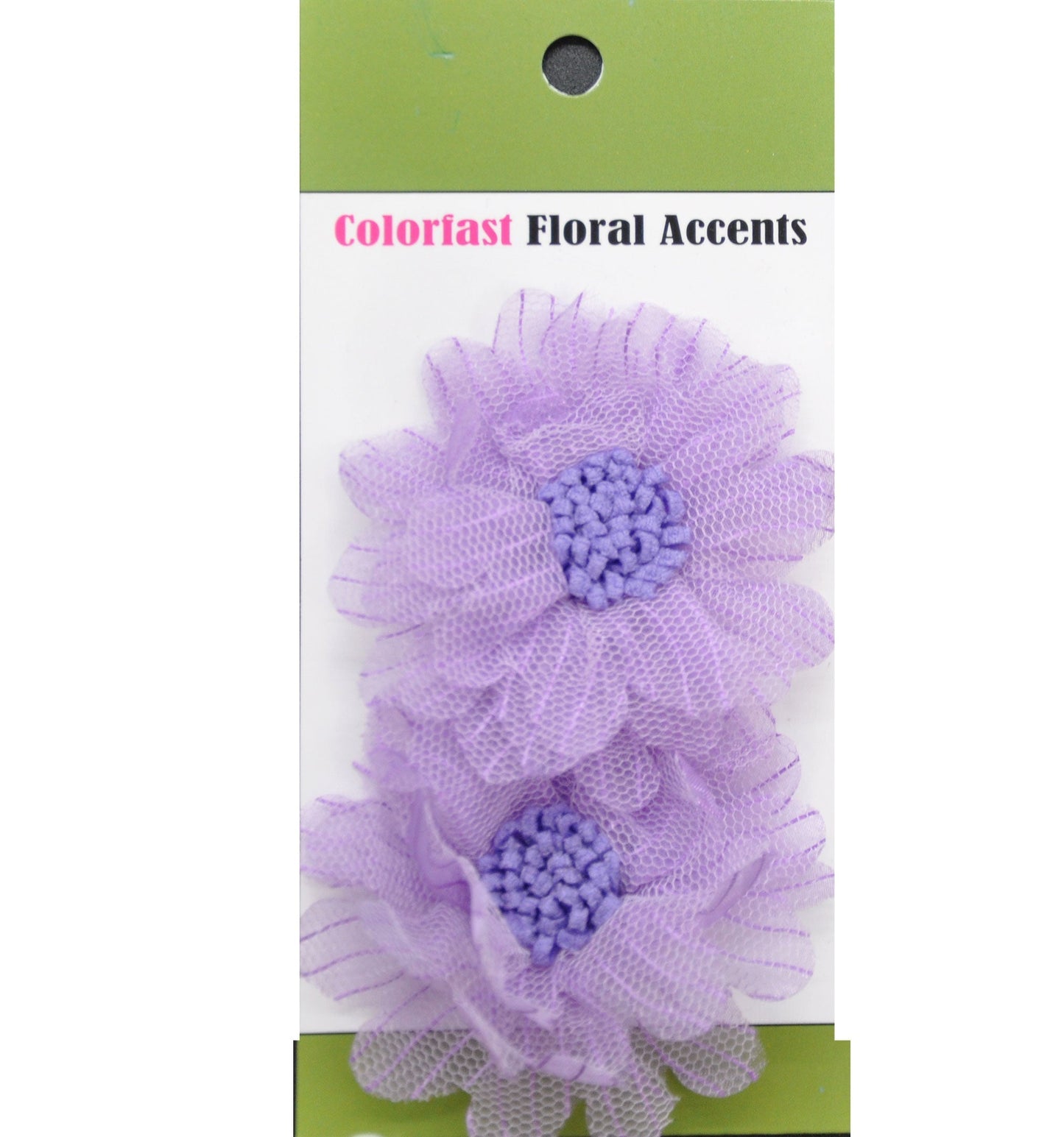 Belagio Enterprises - 2pcs Fine Netting Flower Appliqués - 3" round (6 Cards Per Order) - BPP-A4-21 Lilac