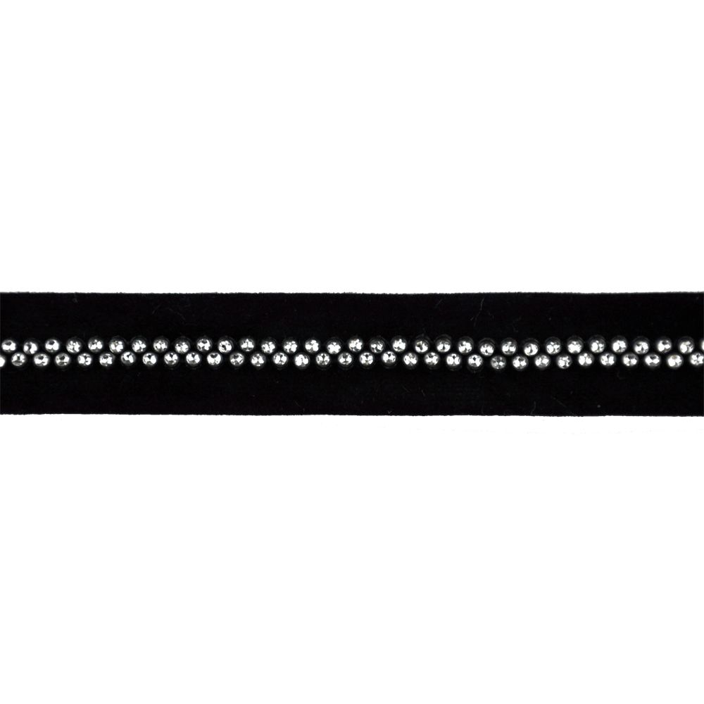 Belagio Enterprises - 3/4" Width Faux Velvet and Rhinestone Trim - 3/4" Width (10 Yard Roll) - BRV-3