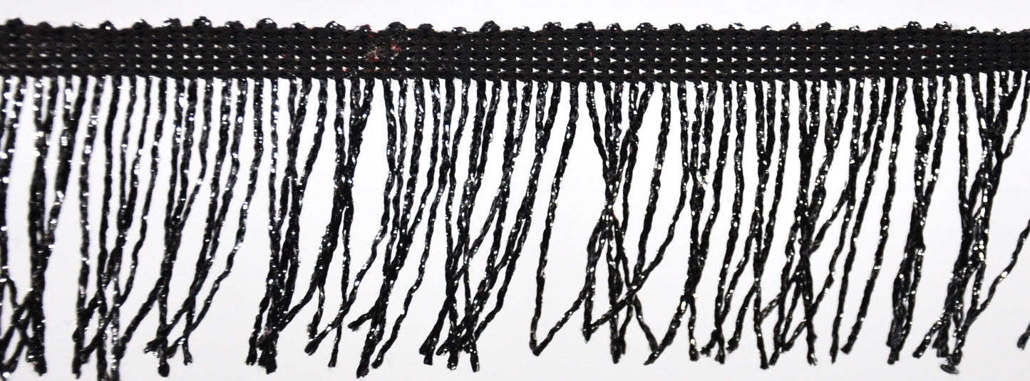 Belagio Enterprises - 4-inch Metallic Chainette Fringe (15 Yard Roll) - P-7044M-02/11 Black