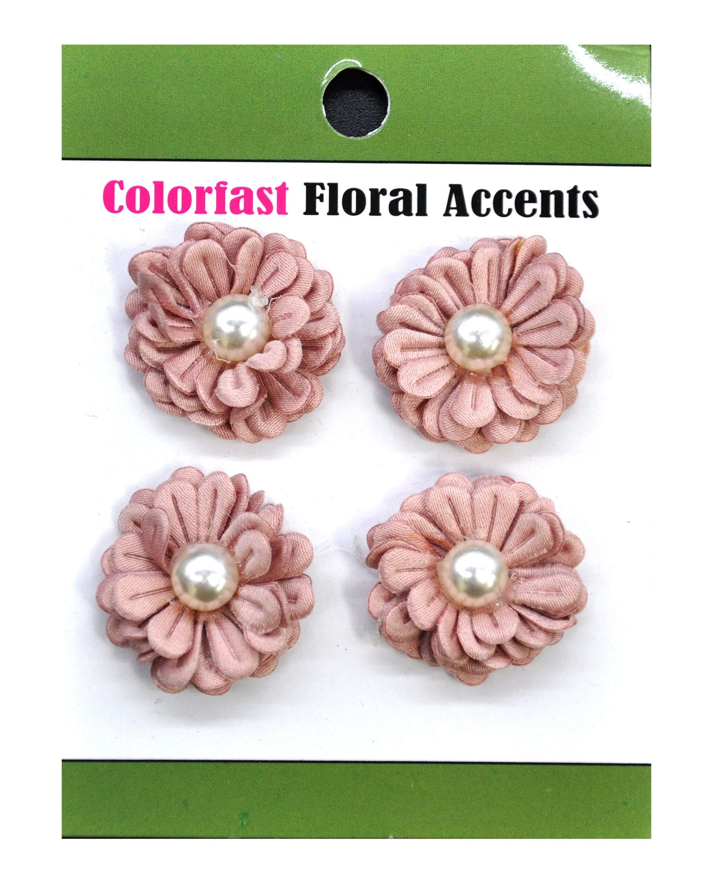 Belagio Enterprises - 4pcs Colored Flowers With Pearls - 1" Multi-Layered (6 Cards Per Order) - BPP-A2-09 Mauve