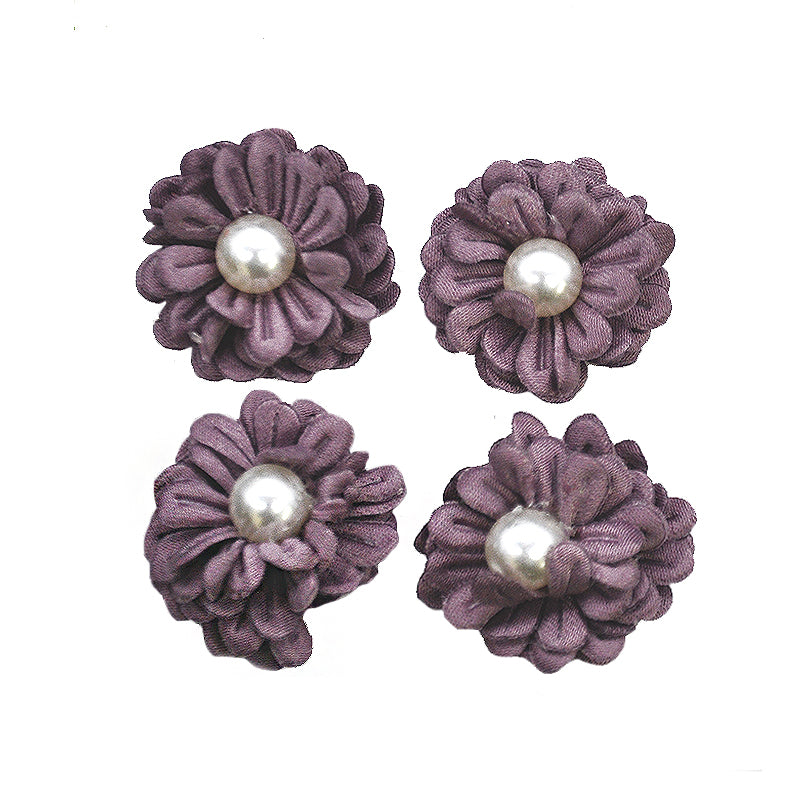 Belagio Enterprises - 4pcs Colored Flowers With Pearls - 1" Multi-Layered (6 Cards Per Order) - BPP-A2-12 Thistle