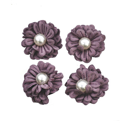 Belagio Enterprises - 4pcs Colored Flowers With Pearls - 1" Multi-Layered (6 Cards Per Order) - BPP-A2-12 Thistle