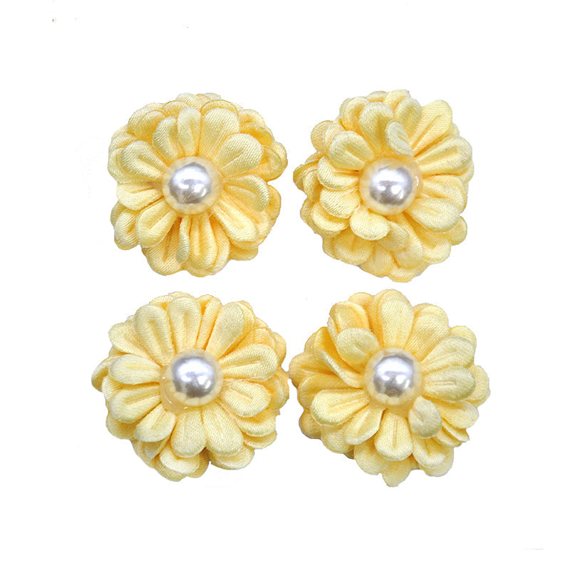 Belagio Enterprises - 4pcs Colored Flowers With Pearls - 1" Multi-Layered (6 Cards Per Order) - BPP-A2-34