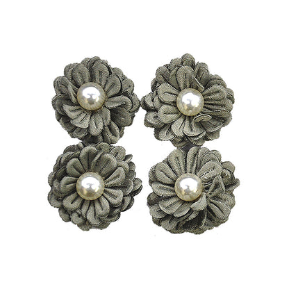 Belagio Enterprises - 4pcs Colored Flowers With Pearls - 1" Multi-Layered (6 Cards Per Order) - BPP-A2-63 Moss