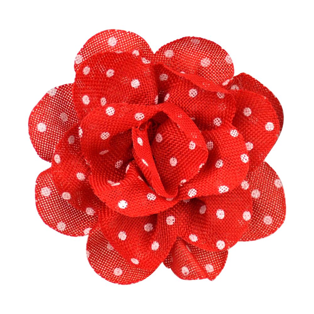 Belagio Enterprises - 5 1/2" Width Polka Dot Flower Clip-on Brooch (6pcs Per Order) - BU-302-22 Red
