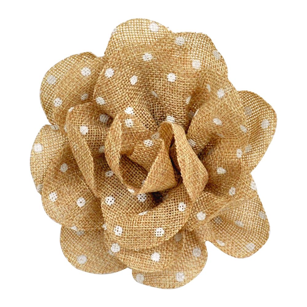 Belagio Enterprises - 5 1/2" Width Polka Dot Flower Clip-on Brooch (6pcs Per Order) - BU-302-28 Beige