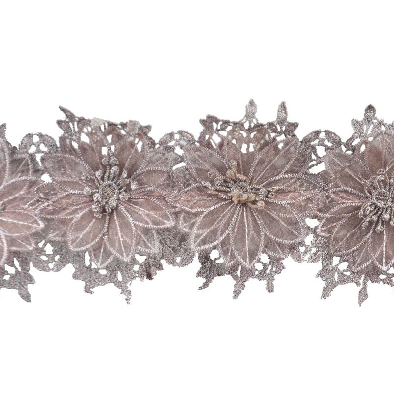 Belagio Enterprises - 5" Width Embossed Venice Flower Trim (15 Yard Roll) - BF-1352-07 Antique Mauve