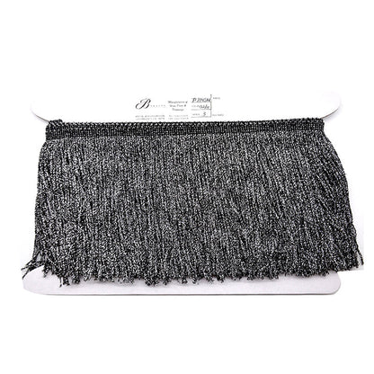 Belagio Enterprises - 6-inch Metallic Chainette Fringe (15 Yard Roll) - P-7045M-02 Black