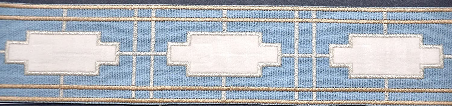 Belagio Enterprises BR-7527-03/27 Decorative Trim Tape, Light Blue/Ivory