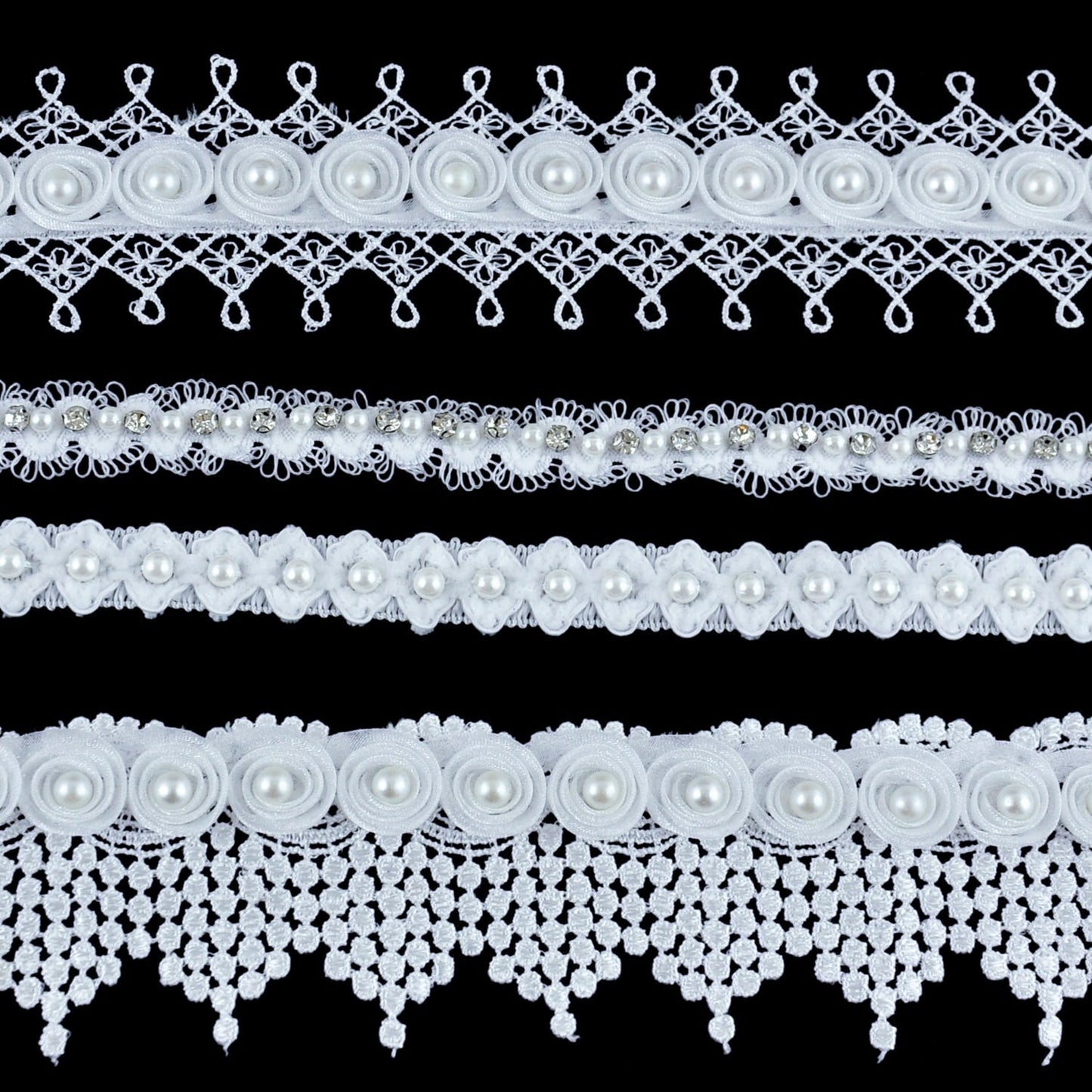 Belagio Enterprises - Venice Lace Trim with Rhinestone - 5/8" Width (10 Yard Roll) - BPV-302