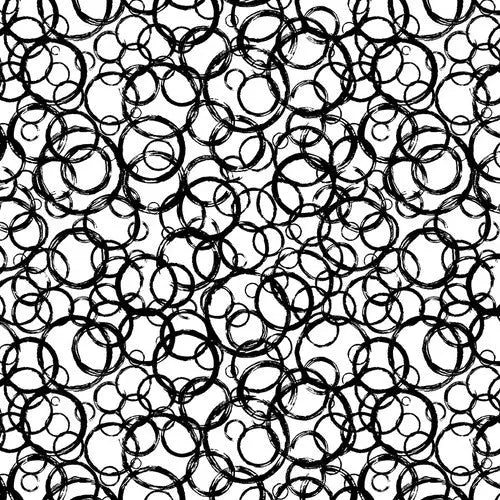 Black Tie 2 Circles Cotton Wideback Fabric per yard