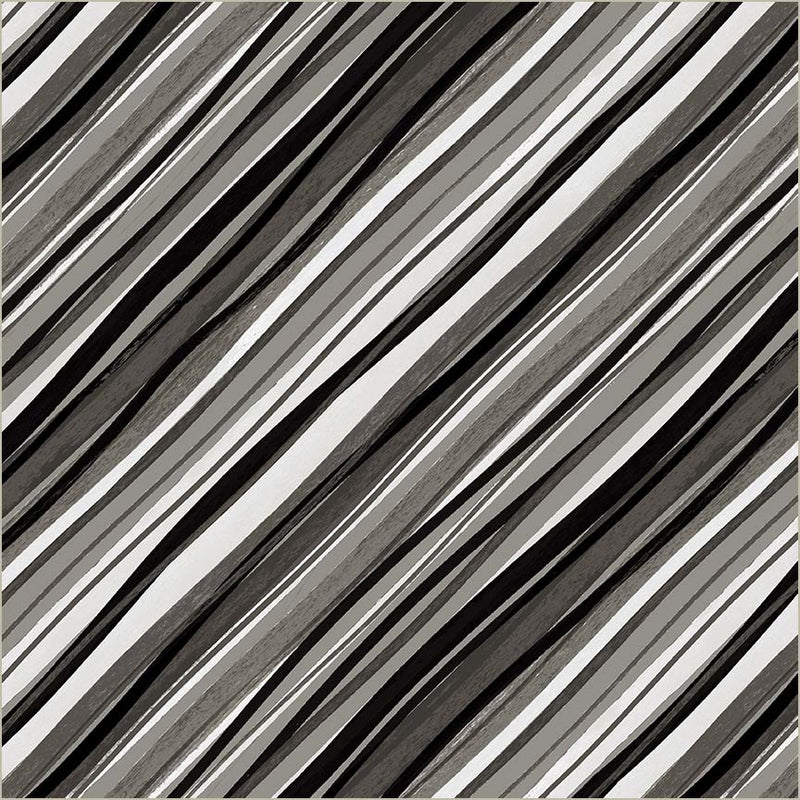 Black Verona Painted Stripe Cotton 44/45 Fabric Per Yard