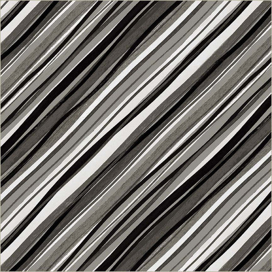 Black Verona Painted Stripe Cotton 44/45 Fabric Per Yard