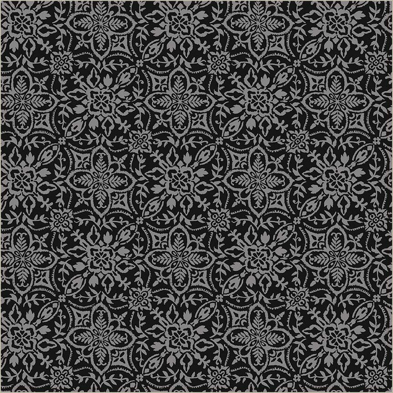 Black Verona Tiling Cotton 44/45 Fabric Per Yard