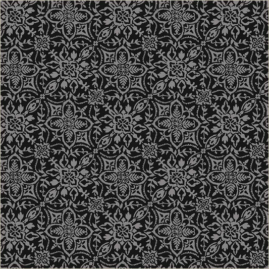Black Verona Tiling Cotton 44/45 Fabric Per Yard