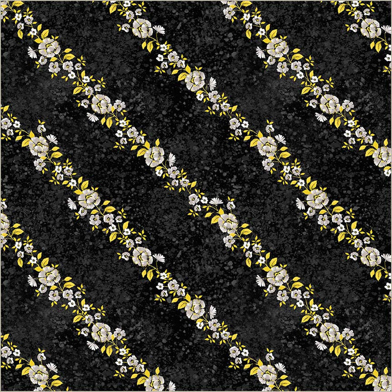 Black Verona Verita Vine Cotton 44/45 Fabric Per Yard