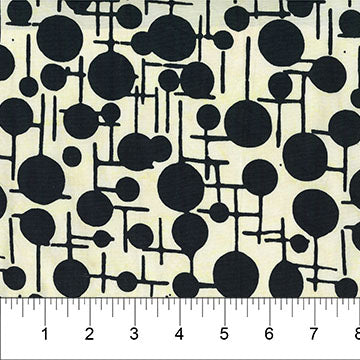 Black & Cream Retro Dot Grid Bubble Pop 83703-11 Cotton 44/45 Fabric Per Yard