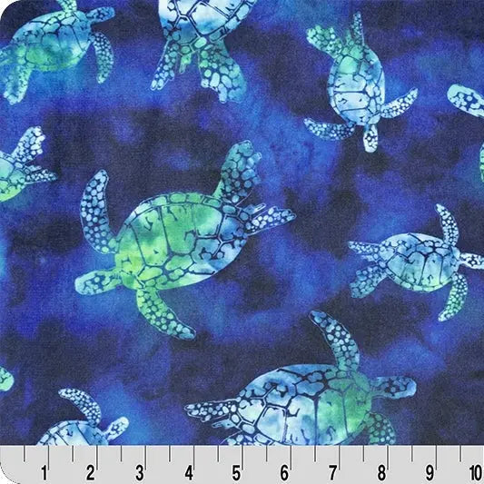 Bliss Batik Turtles Digital Cuddle Green Sea Fabric per yard