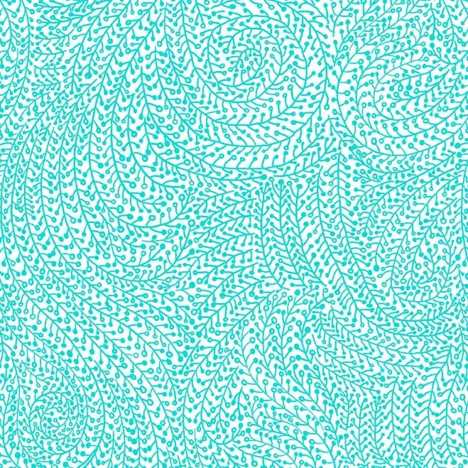 Blue Aqua Vine Maze Cotton Wideback Fabric Per Yard