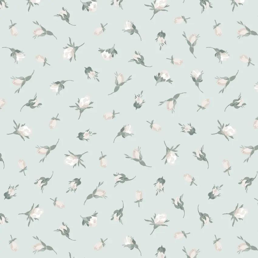 Blue Buds La Fleur Flannel Cotton 42"/43" Fabric Per Yard