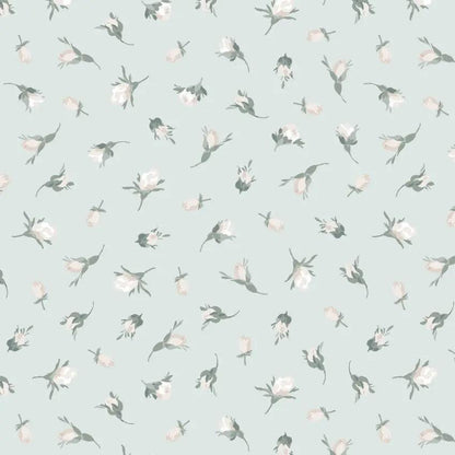 Blue Buds La Fleur Flannel Cotton 42"/43" Fabric Per Yard
