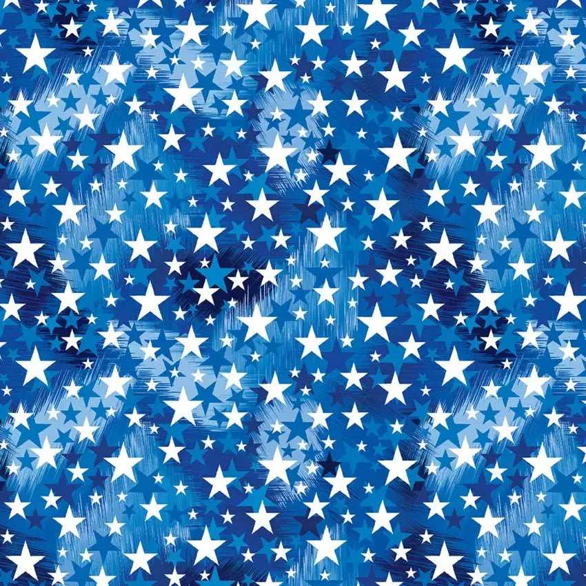 Blue Celebration Stars Cotton Wideback Fabric Per Yard