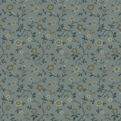 Blue Floral Vine Cotton 43"/44" Fabric Per Yard