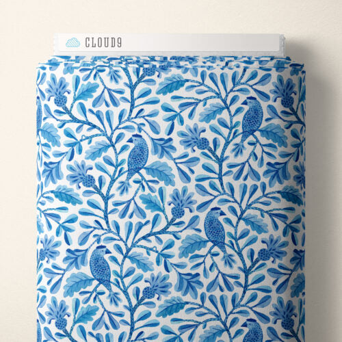 Blue Henri Birds and Branches Cotton 44/45 Fabric Per Yard