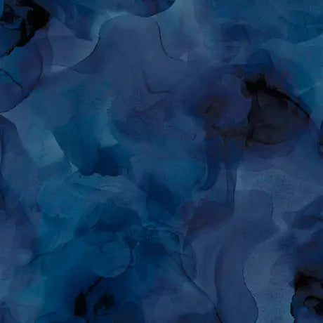 Blue Midnight Aura Watercolor Blender Wideback Cotton Fabric per yard