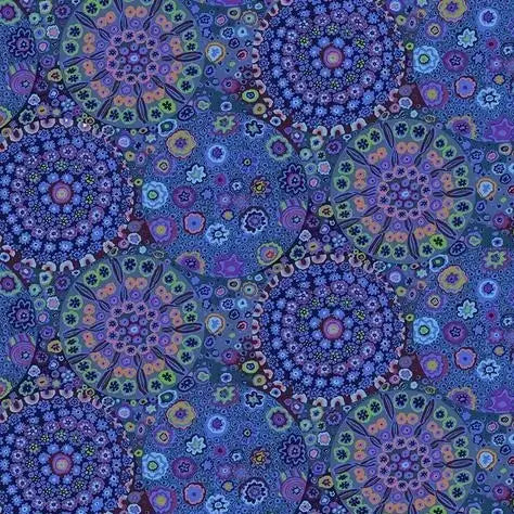 Blue Millefiore Cotton Wideback Fabric Per Yard