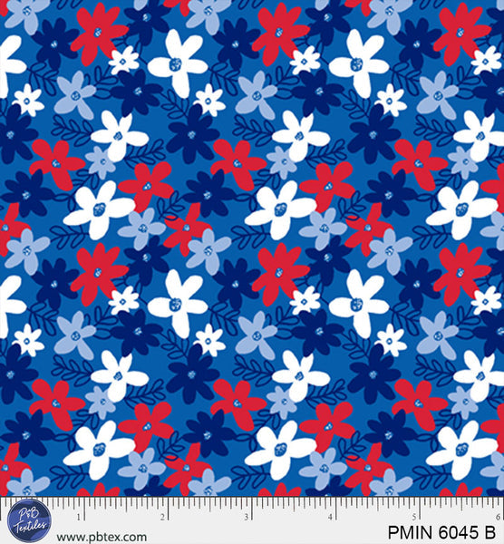 Blue Patriotic Minis PMIN-6045-B Cotton 44/45 Fabric Per Yard