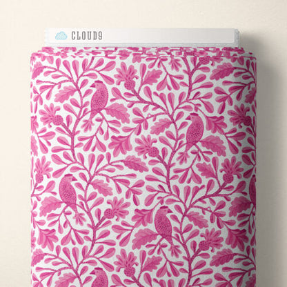 Bubblegum Roux Birds and Branches Cotton 44/45 Fabric Per Yard