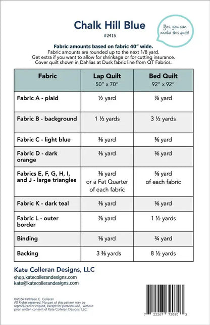 Chalk Hill Blue Quilt Pattern