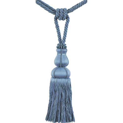 Colors Collection - 10" Length SINGLE TASSEL TIEBACK - BT-6008-WB Williamsburg Blue