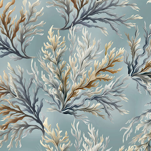 Coral Ocean Coastal Cotton Wideback Fabric per yard