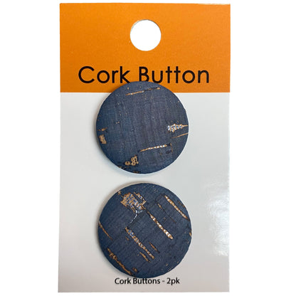 Cork Button (Blue) - 1 Inch Small - BCB-98-04S (2pcs x 3 Cards Per Order)