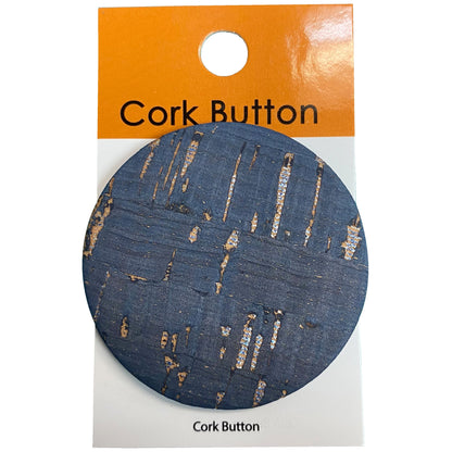 Cork Button (Blue) - 2 Inch Large - BCB-98-04L (1pc x 3 Cards Per Order)