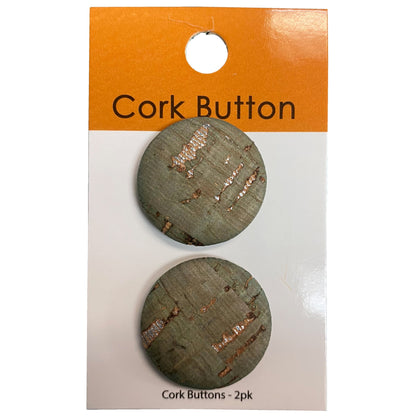 Cork Button (Green) - 1 Inch Small - BCB-98-36S (2pcs x 3 Cards Per Order)