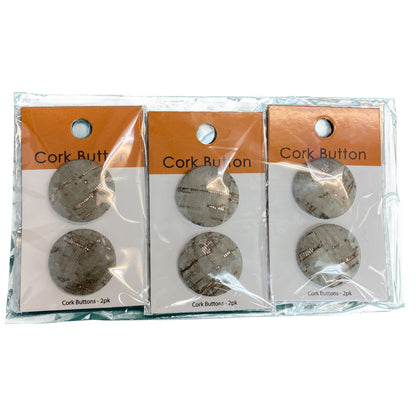 Cork Button (Green) - 1 Inch Small - BCB-98-36S (2pcs x 3 Cards Per Order)