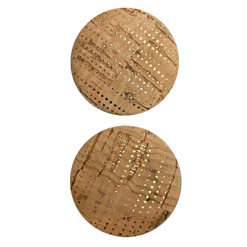 Cork Button (Natural/Gold 95) - 1 Inch Small - BCB-95S (2pcs x 3 Cards Per Order)