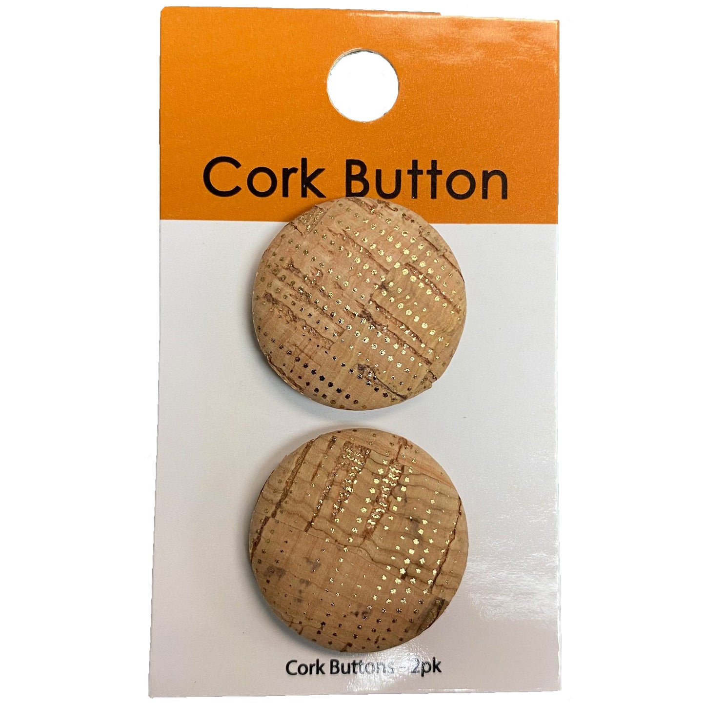 Cork Button (Natural/Gold 95) - 1 Inch Small - BCB-95S (2pcs x 3 Cards Per Order)