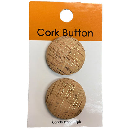 Cork Button (Natural/Gold 95) - 1 Inch Small - BCB-95S (2pcs x 3 Cards Per Order)