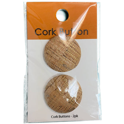 Cork Button (Natural/Gold 95) - 1 Inch Small - BCB-95S (2pcs x 3 Cards Per Order)