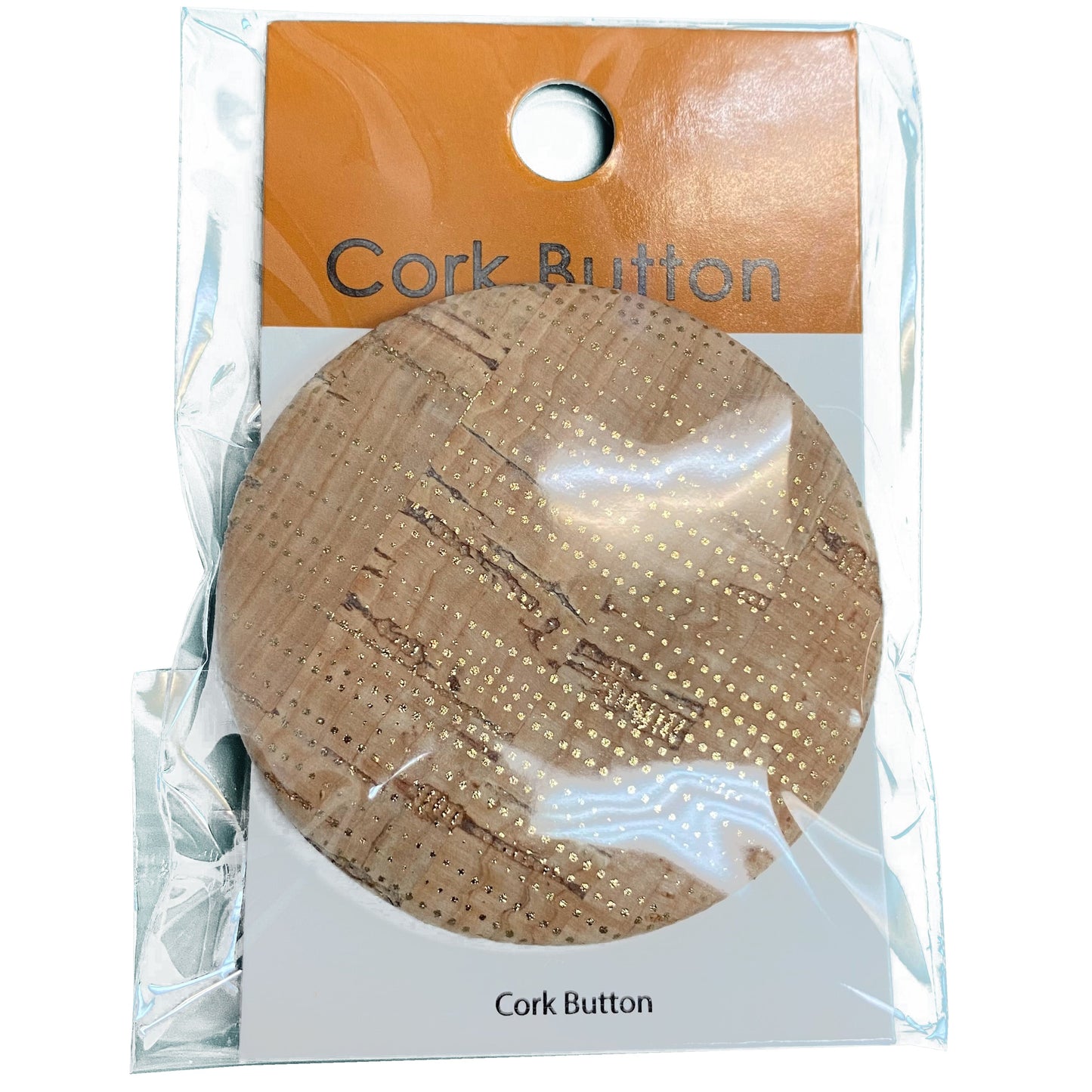 Cork Button (Natural/Gold 95) - 2 Inch Large - BCB-95L (1pc x 3 Cards Per Order)